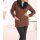 Strickjacke m. Webpelzkragen, terracotta