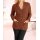 Strickjacke m. Webpelzkragen, terracotta