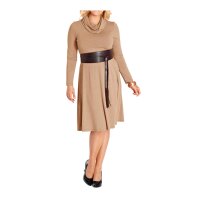 Rollkragen-Kleid, beige-melange