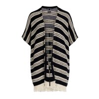 Marken-Leinen-Ponchocardigan, schwarz-weiß