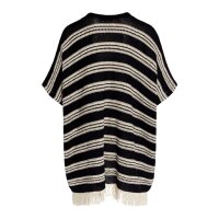 Marken-Leinen-Ponchocardigan, schwarz-weiß