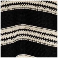 Marken-Leinen-Ponchocardigan, schwarz-weiß
