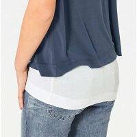 Designer shirt and top, blue-ecru