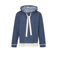 Sweatshirt m. Spitze, jeansblau-ecru