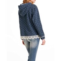 Sweatshirt m. Spitze, jeansblau-ecru