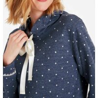 Sweatshirt m. Spitze, jeansblau-ecru