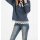 Sweatshirt m. Spitze, jeansblau-ecru