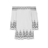 Designer-Carmenshirt m. Stickerei, ecru-schwarz