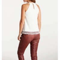 Shirt top with lace trim, offwhite