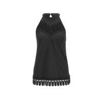 Designer-Shirttop m. Spitzenbesatz, schwarz
