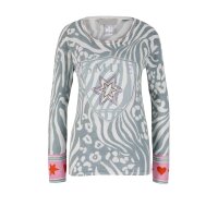 Print sweater with strass, multicolour