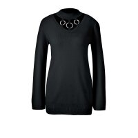Fine knit sweater with cut-outs, black
