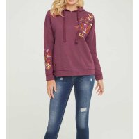 Hooded sweater with beads, berry