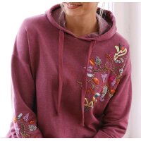 Hooded sweater with beads, berry