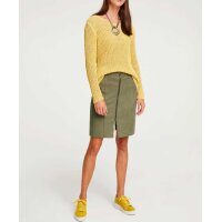 Designer-Bändchengarn-Pullover, zitronengelb