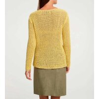 Designer-Bändchengarn-Pullover, zitronengelb