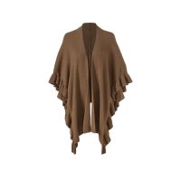 Knit poncho with flounces, brown