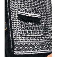 Designer-Strickjacke, schwarz-ecru