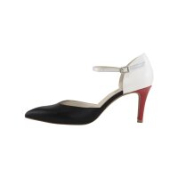 Lederpumps, schwarz-creme-rot