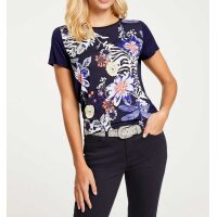 Designer-Druckshirt, blau-bunt