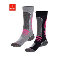 2er-Pack-Funktionskniestrümpfe, schwarz+grau