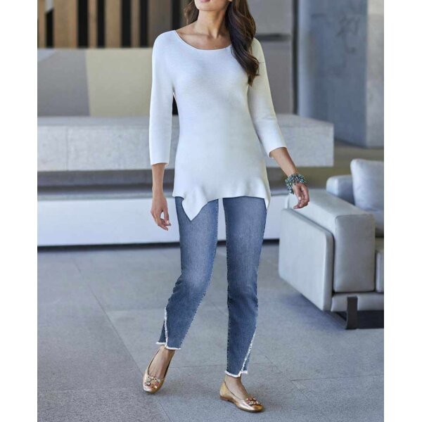 Rib knit sweater, offwhite