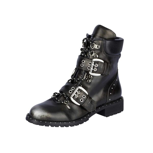 Marken-Stiefelette, schwarz