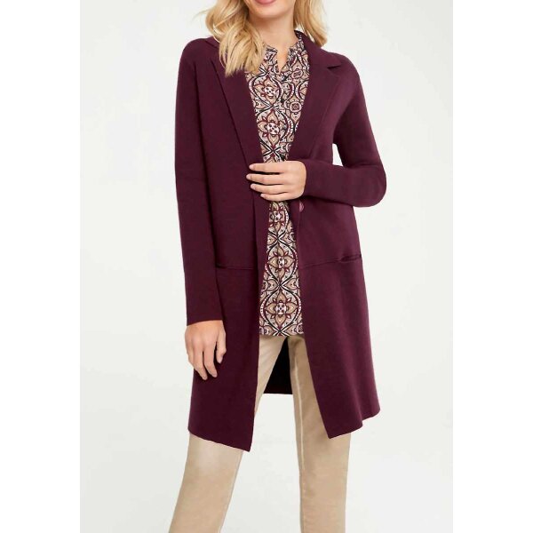 Designer-Longstrickjacke, dunkelbeere