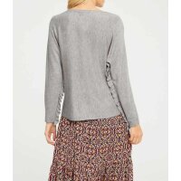 Wygodny sweter z falbankami, szary