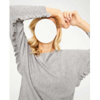 Wygodny sweter z falbankami, szary