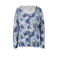 Sweter z nadrukiem, niebieski - szampański