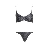 Marken-Monogramm-Bustierbikini, schwarz-grau