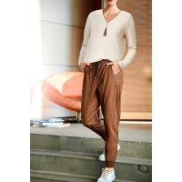 Designershirt m. Strass, beige