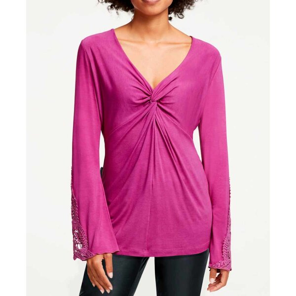 Designer-Jerseyshirt m. Häkelspitze, pink