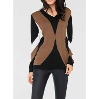 Sweter designerski, czarno-koniakowy