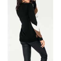 Designer-Intarsienpullover, schwarz-cognac