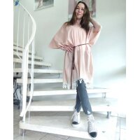 Marken-Poncho m. Ledergürtel, puder