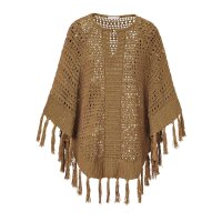Marken-Strickponcho, camel