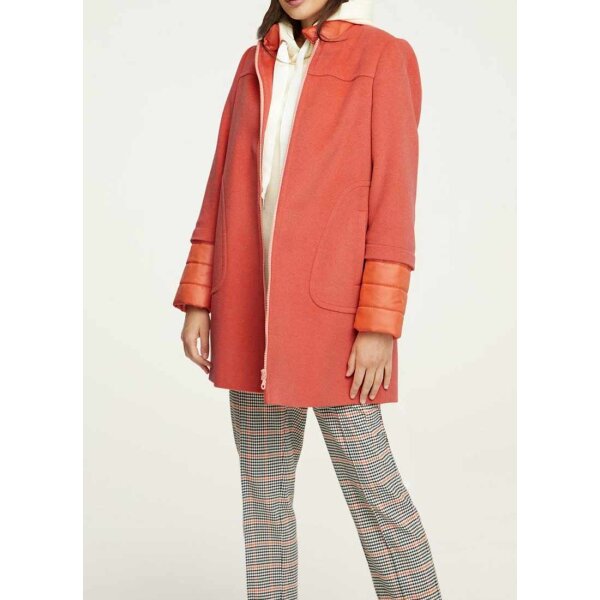Designer-Wollmantel m. Stepp, koralle