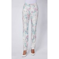 Druck-Stretchhose, ecru-mint-bedruckt
