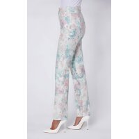 Druck-Stretchhose, ecru-mint-bedruckt
