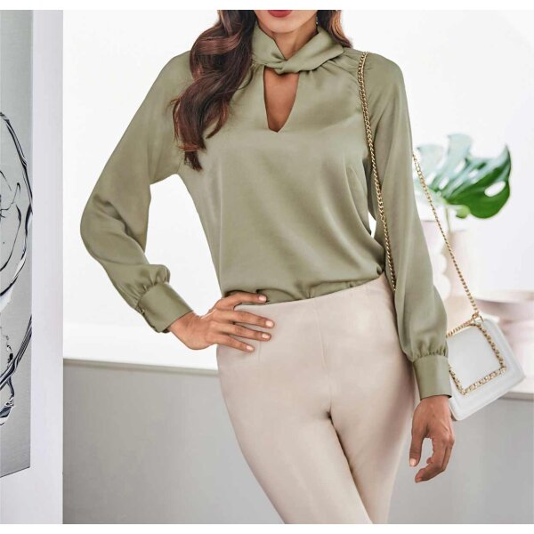 Blouse with stand-up collar, mud
