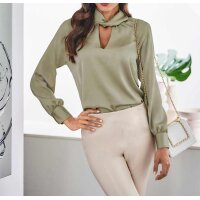 Designer-Bluse m. Stehkragen, schlamm