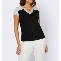 Lace shirt, black-ecru