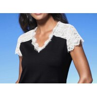 Lace shirt, black-ecru