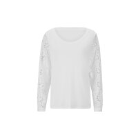 Designer-Pullover m. Lochstickerei-Spitze, ecru