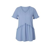 Dsigner-Shirt m. Rüschen, blau