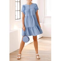 Designer-Volants-Kleid, eisblau