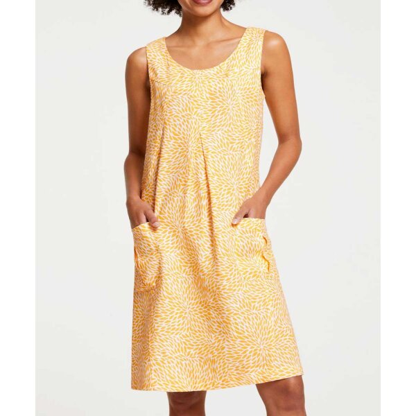 Linen dress, ecru-yellow