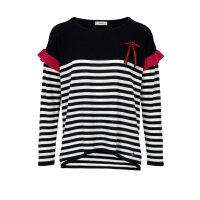 Knit sweater with brooch, black-white
